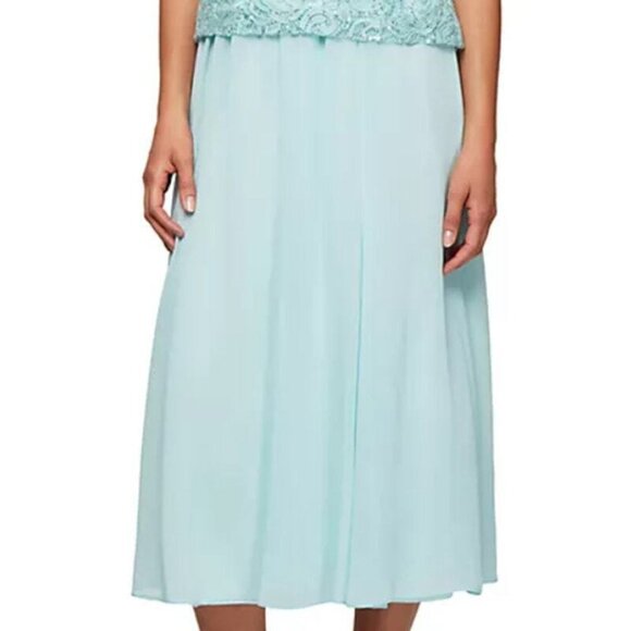 Alex Evenings Light Aqua Tea Length Chiffon Midi Skirt 3X NWT - Picture 1 of 8